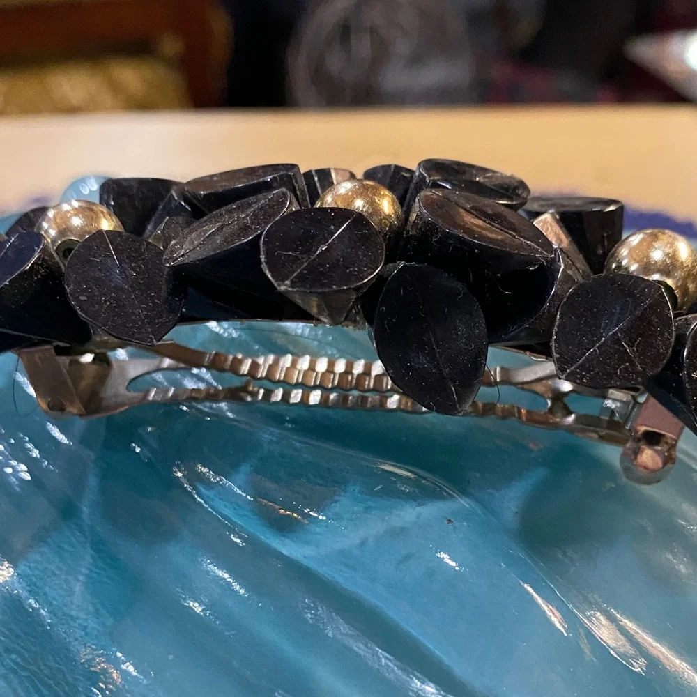 Elegant Black Floral Hair Barrette 4 Inch in Length
